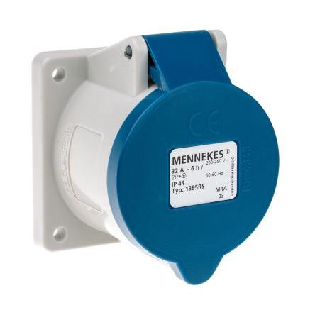 MENNEKES Průmyslový napájecí konektor, řada: 7313, IP44, Panel barva Modrá, 32A 3P, 230V