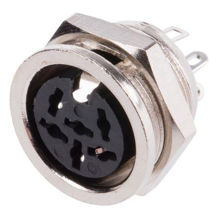 RS PRO Zásuvka DIN, řada: RS PRO, počet kontaktů: 6, velikost: Standard, 100V ac, orientace těla: Rovný 4A, typ