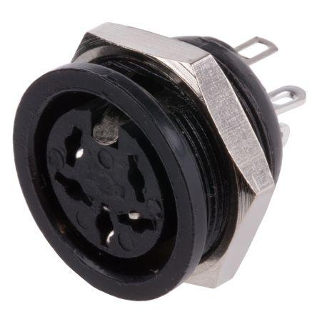 RS PRO Zásuvka DIN, řada: RS PRO, počet kontaktů: 5, velikost: Standard, 100V ac, orientace těla: Rovný 4A, typ