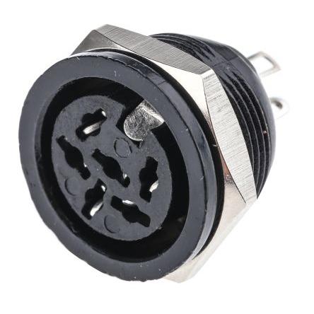 RS PRO Zásuvka DIN, řada: RS PRO, počet kontaktů: 6, velikost: Standard, 100V ac, orientace těla: Rovný 4A, typ