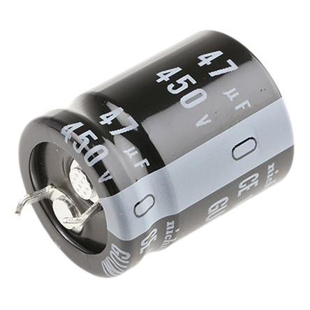 Kondenzátor, řada: GU 47 μF ±20 % 450V dc LGU2W470MELY, Zacvakávací montáž Nichicon
