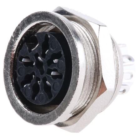 RS PRO Zásuvka DIN, řada: RS PRO, počet kontaktů: 8, velikost: Standard, 100V ac, orientace těla: Rovný 4A, formát pólů: