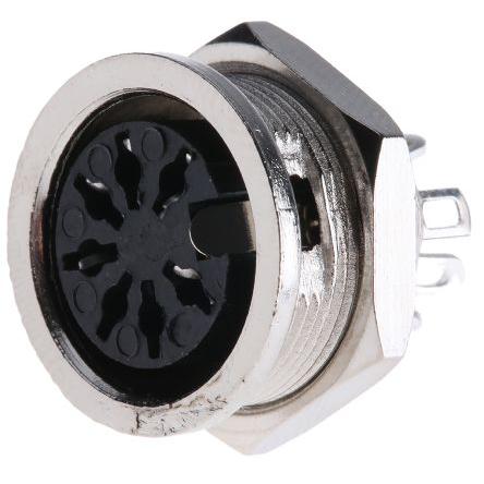 RS PRO Zásuvka DIN, řada: RS PRO, počet kontaktů: 7, velikost: Standard, 100V ac, orientace těla: Rovný 4A, typ