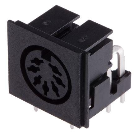 RS PRO Zásuvka DIN, řada: RS PRO, počet kontaktů: 7, velikost: Miniature, 100V ac, orientace těla: Pravý úhel 2A, typ