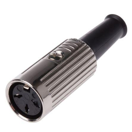 RS PRO Zásuvka DIN, řada: RS PRO, počet kontaktů: 3, velikost: Standard, 100V ac, orientace těla: Rovný 4A, typ