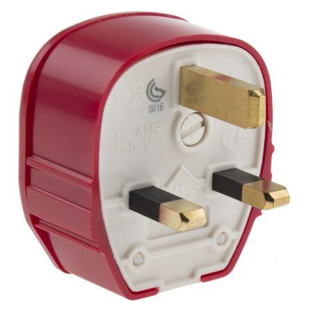 MK Electric Síťová zástrčka barva Červená, formát pólů: 2+E Velká Británie 13A Typ G – britská BS1363, Kabel, 250V,