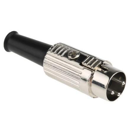 RS PRO Zástrčka DIN, řada: RS PRO, počet kontaktů: 3, velikost: Standard, 100V ac, orientace těla: Rovný 4A, typ