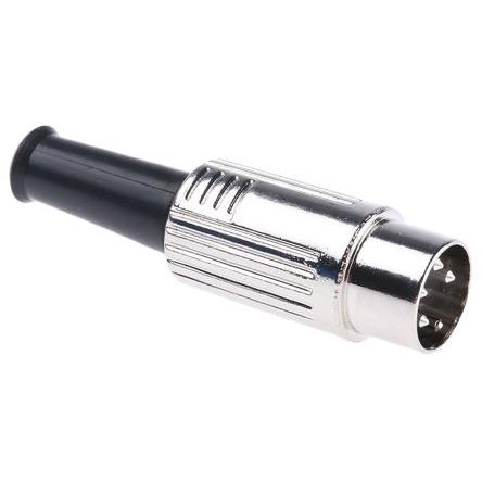 RS PRO Zástrčka DIN, řada: RS PRO, počet kontaktů: 4, velikost: Standard, 100V ac, orientace těla: Rovný 4A, typ