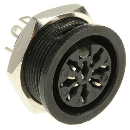 RS PRO Zásuvka DIN, řada: RS PRO, počet kontaktů: 8, velikost: Standard, 100V ac, orientace těla: Rovný 4A, typ