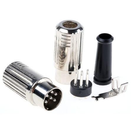 RS PRO Zástrčka DIN, řada: RS PRO, počet kontaktů: 6, velikost: Standard, 100V ac, orientace těla: Rovný 4A, formát