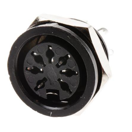 RS PRO Zásuvka DIN, řada: RS PRO, počet kontaktů: 7, velikost: Standard, 100V ac, orientace těla: Rovný 4A, typ