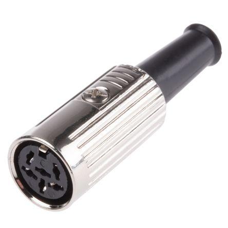 RS PRO Zásuvka DIN, řada: RS PRO, počet kontaktů: 6, velikost: Standard, 100V ac, orientace těla: Rovný 4A, typ
