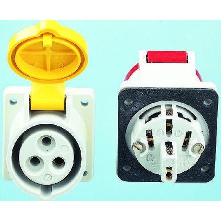 MENNEKES Průmyslový napájecí konektor, IP44, Panel barva Červená, 16A 4P, 400V