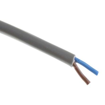 RS PRO Napájecí kabel 2žilový 100 m Polyvinylchlorid plášť, Šedá, vnější průměr: 7.2 mm OD, 500V 70 °C