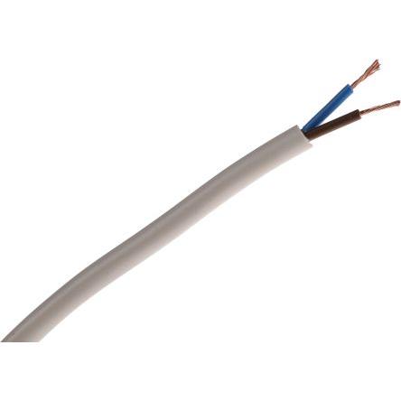 RS PRO Napájecí kabel 2žilový 100 m Polyvinylchlorid plášť, Bílá, vnější průměr: 5.9 mm OD, 300V 70 °C