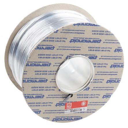 RS PRO Napájecí kabel 2žilový 100 m Polyvinylchlorid plášť, Šedá, vnější průměr: 5.9 mm OD, 300V 70 °C