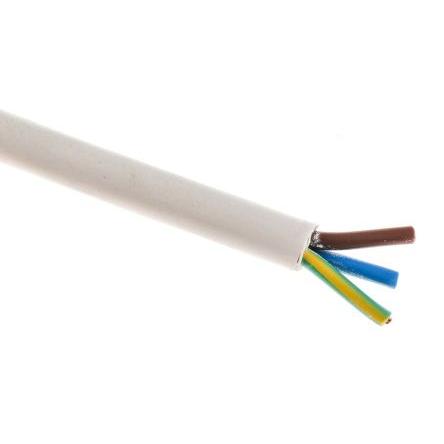 RS PRO Napájecí kabel 3žilový 100 m Polyvinylchlorid plášť, Bílá, vnější průměr: 7.1 mm OD, 500V 70 °C