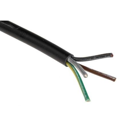 RS PRO Napájecí kabel 4žilový 100 m Polyvinylchlorid plášť, Černá, vnější průměr: 8.3 mm OD, 500V 70 °C
