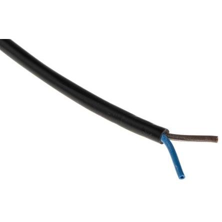 RS PRO Napájecí kabel 2žilový 100 m Polyvinylchlorid plášť, Černá, vnější průměr: 6.3 mm OD, 300V 70 °C