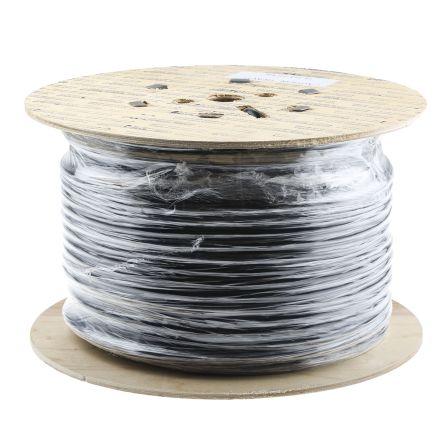 RS PRO Napájecí kabel 3žilový 100 m Polyvinylchlorid plášť, Černá, vnější průměr: 11.4 mm OD, 500V 70 °C