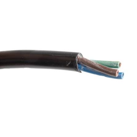 RS PRO Napájecí kabel 3žilový 100 m Polyvinylchlorid plášť, Černá, vnější průměr: 9.4 mm OD, 500V 70 °C
