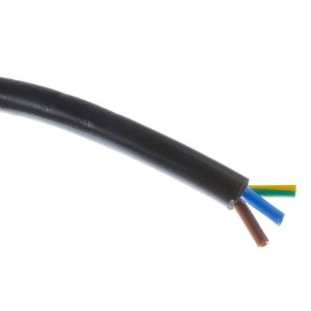 RS PRO Napájecí kabel 3žilový 100 m Polyvinylchlorid plášť, Černá, vnější průměr: 8.7 mm OD, 500V 70 °C