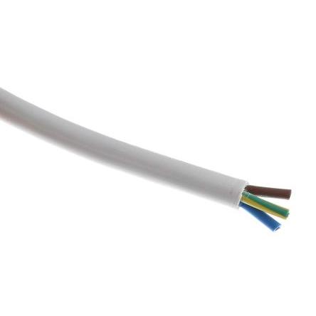 RS PRO Napájecí kabel 3žilový 100 m Polyvinylchlorid plášť, Bílá, vnější průměr: 8.7 mm OD, 500V 70 °C