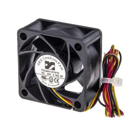 ARX Axiální ventilátor, řada: CeraDyna, průtok vzduchu: 21.6 m³/h 3.12 W 24V dc 130 mA IP20 40 mm 40mm 20 mm