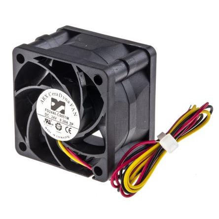 ARX Axiální ventilátor, řada: CeraDyna, průtok vzduchu: 28.3 m³/h 5.76 W 24V dc 240 mA IP20 40 mm 40mm 28 mm