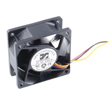 ARX Axiální ventilátor, řada: CeraDyna, průtok vzduchu: 55.6 m³/h 3.6 W 12V dc 300 mA IP20 60 mm 60mm 25.4 mm