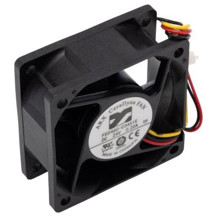 ARX Axiální ventilátor, řada: CeraDyna, průtok vzduchu: 59.6 m³/h 4.8 W 24V dc 200 mA IP20 60 mm 60mm 25 mm