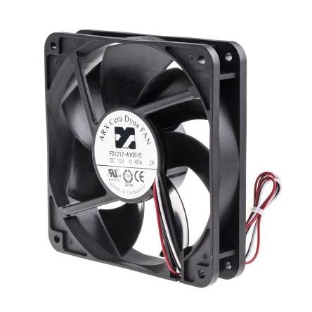 ARX Axiální ventilátor, řada: CeraDyna, průtok vzduchu: 180.8 m³/h 5.04 W 12V dc 420 mA IP20 120 mm 120mm 25 mm