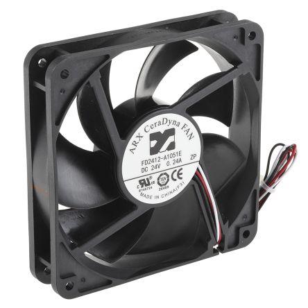 ARX Axiální ventilátor, řada: CeraDyna, průtok vzduchu: 180.8 m³/h 5.52 W 24V dc 230 mA IP20 120 mm 120mm 25 mm