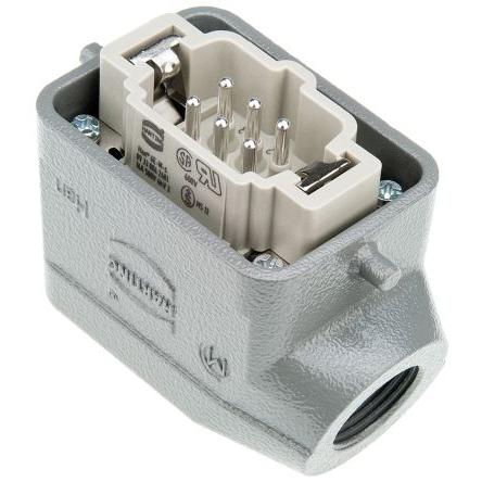 HARTING Napájecí konektor pro vysoké zatížení, řada: Han E, počet kontaktů: 6 16A Vnější, orientace těla: Boční vstup,