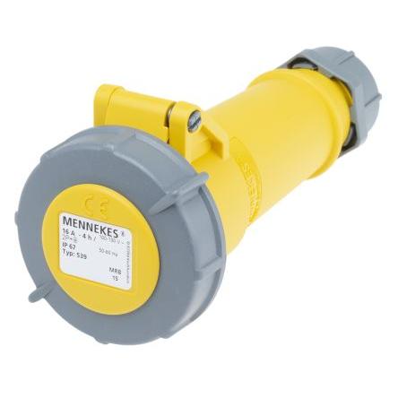 MENNEKES Průmyslový napájecí konektor, řada: AM-TOP, IP67, Kabel barva Žlutá, 16A 2P+PE, 110V