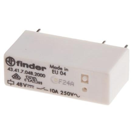 Finder Výkonové relé SPDT Montáž na plošný spoj 10A 48V dc 43