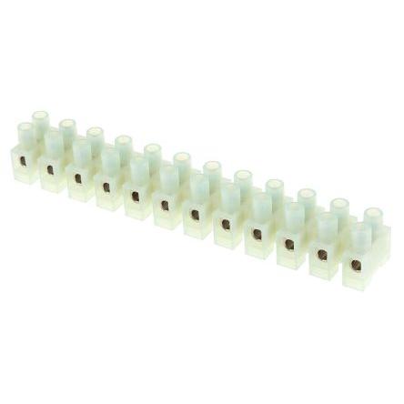 RS PRO Svorkovnice bez pojistky 10mm², Průchozí otvor Přírodní, počet cest: 12 57A, 10mm², 400V Šroubová