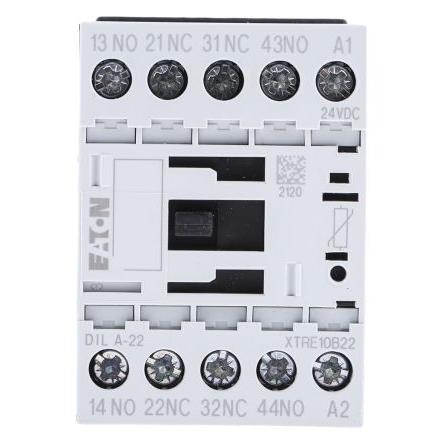 Eaton 2 NO, 2 NC Stykač napětí ve vinutí 24V dc 4pólový 4 A 415V ac s 2 NO/2 NC kontakty 24V dc, rozsah: DILA 4P