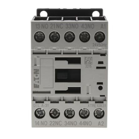 Eaton 3 NO, 1 NC Relé stykače napětí ve vinutí 24V ac 4pólový 4 A 415V ac s 3 NO, 1 NC kontakty 24V ac Rovný, rozsah: