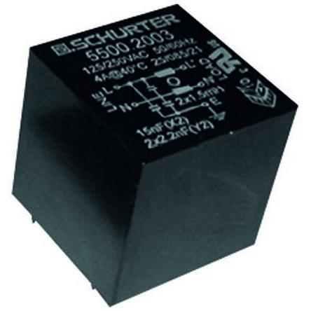 Filtr RFI, řada: FPP2, 15 nF, 250V ac, 60Hz, Průchozí otvor 4 mH, Kolík, 2 A, počet fází: 1, 250 μA, Schurter, 1, No
