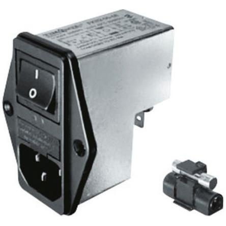 Schurter Konektor IEC 1A C14 Vnější, Montáž do panelu 5 x 20 mm, 250V ac 2 póly, 60Hz Rychlé připojení, 85 °C 1, -25 °C