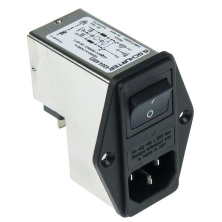 Schurter Konektor IEC 4A C14 Vnější, Montáž do panelu 5 x 20 mm, 250V ac 1pólový, 60Hz Rychlé připojení, 85 °C, -25 °C