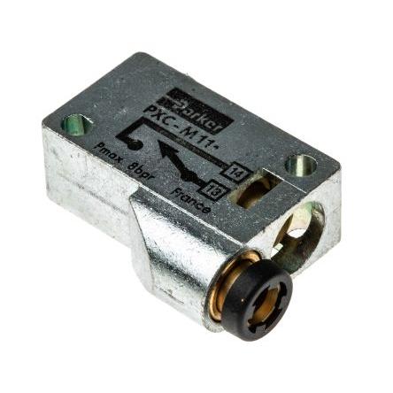 Pneumatický ventil s ručním ovládáním, řada: PXC Plunžr 4 mm G, materiál tělesa: Kov III B, teplotní rozsah: +60 °C,