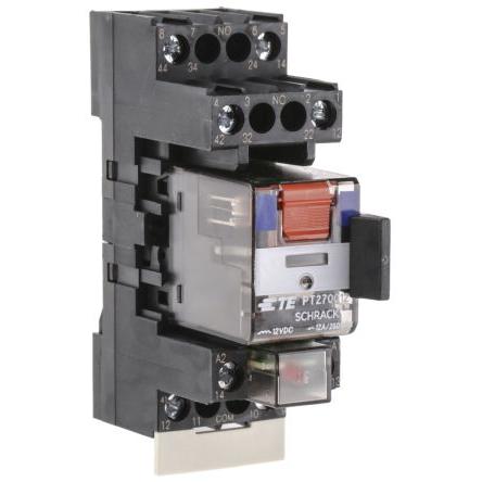 TE Connectivity Výkonové relé DPDT Lišta DIN 12A 12V dc PT