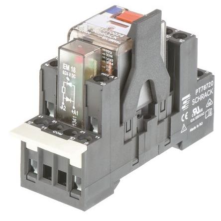 TE Connectivity Výkonové relé DPDT Lišta DIN 12A 24V dc PT