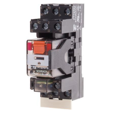 TE Connectivity Výkonové relé 3PDT Lišta DIN 10A 230V ac PT