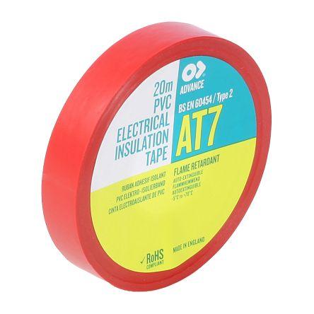 Elektrikářská páska, název: AT7, Červená Polyvinylchlorid 8000 V 12mm x, délka: 20 m tloušťka 0.13 mm Advance Tapes