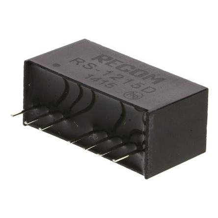 Recom Měnič DC/DC RS, výstup: 15V, -15 V 500 V ac, Vin 18V dc 67 mA, Vin 9V 2 W -40 °C 85 °C Průchozí otvor