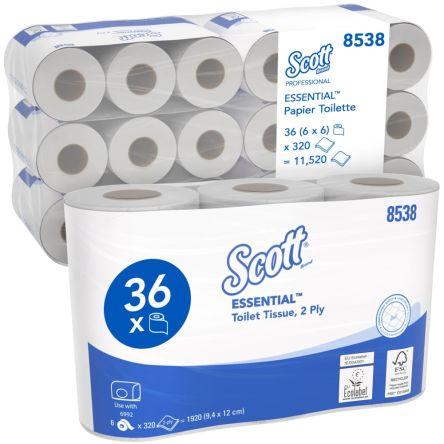 Role toaletního papíru 36 ks 11520 archů 1382 m SCOTT 2, sortiment: Scott® Essential™ (8538) Standardní