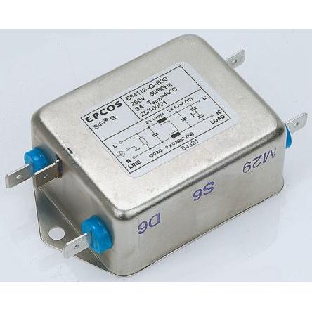 Filtr EMC, řada: B84112G, 2 pF, 250V ac, 50Hz, 60 Hz, Montáž na rám 2 mH, Šroubová, 10 A, počet fází: 1, 369 μA, TDK, 1,
